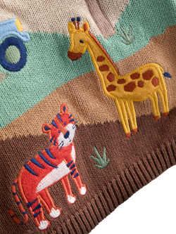 JoJo Maman Bébé Kids' Safari Scene Jumper, Khaki Green - view 2, Khaki Green