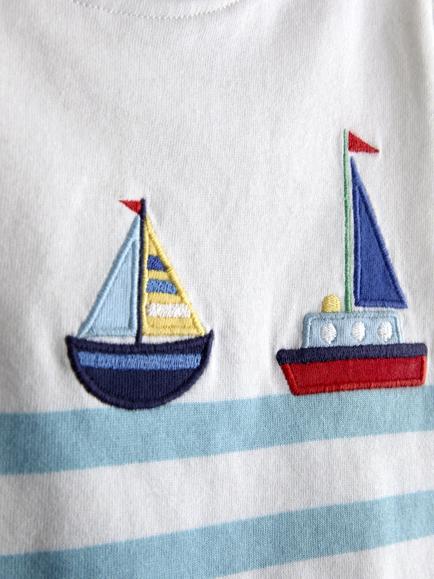 JoJo Maman Bébé Kids' Short Sleeve Boat T-Shirt, Pack of 2, Indigo Blue - view 2, Indigo Blue