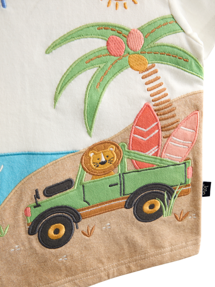 JoJo Maman Bébé Kids' Safari Applique T-Shirt, Cream - view 2, Cream