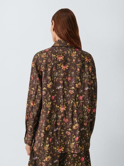 John Lewis Tapestry Floral Print Overshirt, Brown Print - view 2, Brown Print