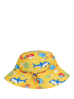 Frugi Kids' Harbour Adjustable Sun Safe Swim Hat, Funny Fish, Funny Fish