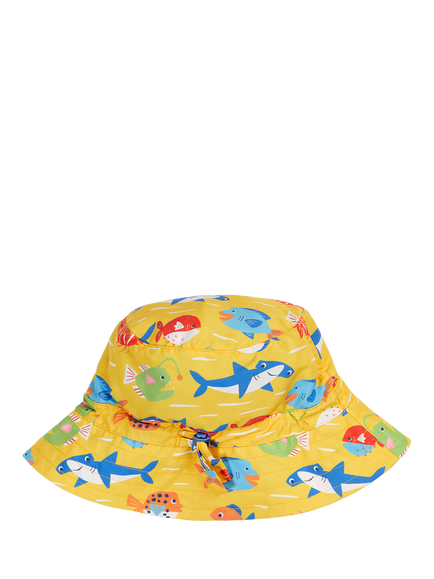 Frugi Kids' Harbour Adjustable Sun Safe Swim Hat, Funny Fish, Funny Fish