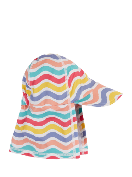 Frugi Kids' Little Swim Legionnaires Sun Safe Swim Hat, Rainbow Wave, Rainbow Wave