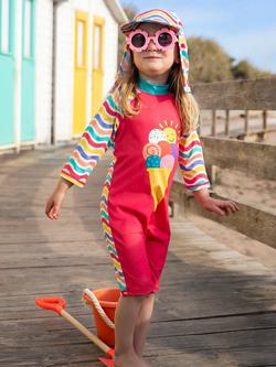 Frugi Kids' Little Swim Legionnaires Sun Safe Swim Hat, Rainbow Wave - view 2, Rainbow Wave