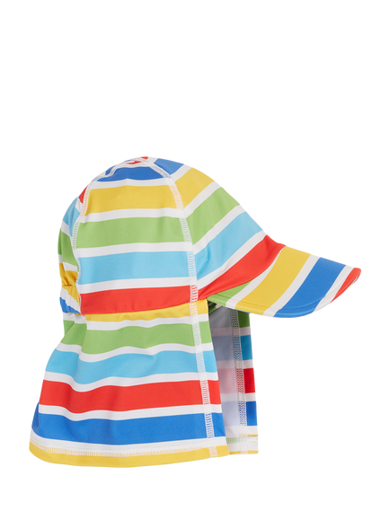 Frugi Kids' Little Swim Legionnaires Sun Safe Swim Hat, Rainbow Stripe, Rainbow Stripe