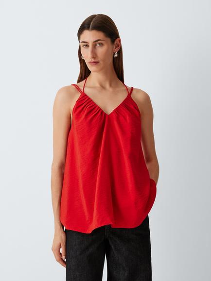 John Lewis Ruched Camisole Top, Auro Orange, Auro Orange
