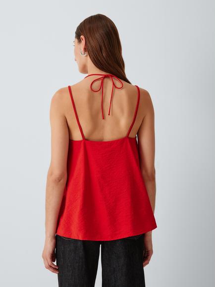 John Lewis Ruched Camisole Top, Auro Orange - view 2, Auro Orange