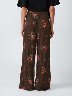 John Lewis Bouquet Floral Print Trousers, Black Print - view 2, Black Print