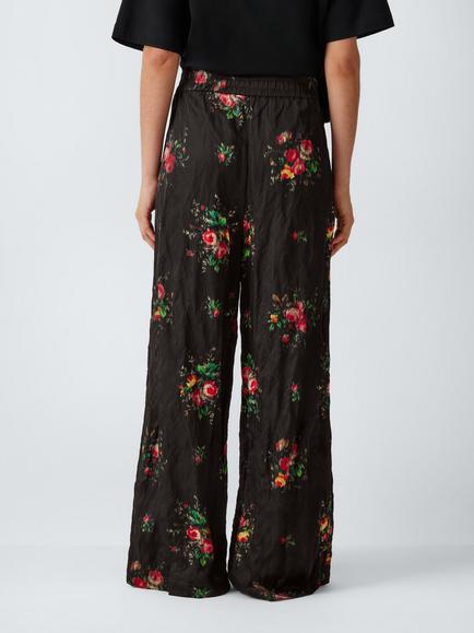 John Lewis Bouquet Floral Print Trousers, Brown/Print - view 2, Brown/Print