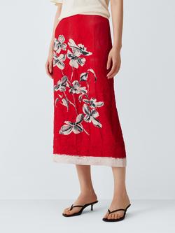 John Lewis Floral Print Column Midi Skirt, Floral, Floral