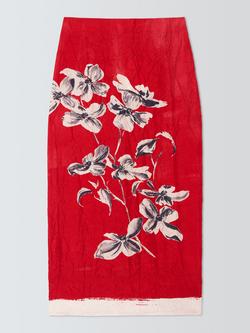 John Lewis Floral Print Column Midi Skirt, Floral, Floral