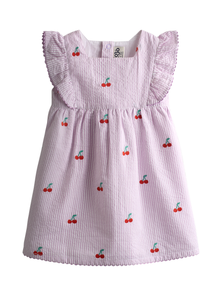 JoJo Maman Bébé Baby 3-Piece Frill Shoulder Baby Dress Set, Lilac - view 2, Lilac