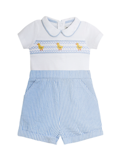JoJo Maman Bébé Baby Chick Embroidered Bodysuit & Shorts Set, Light Blue, Light Blue