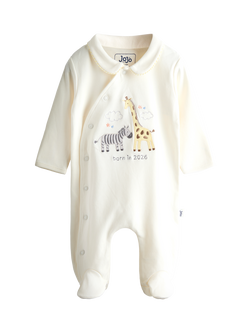 JoJo Maman Bébé Baby Born In 2026 Safari Sleepsuit, Cream, Cream