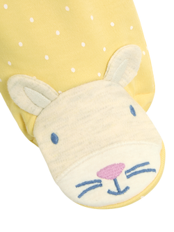 JoJo Maman Bébé Baby Bunny Appliqué Sleepsuit, Yellow - view 2, Yellow
