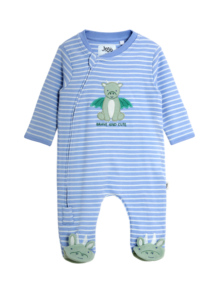JoJo Maman Bébé Baby Dragon Sleepsuit, Blue, Blue