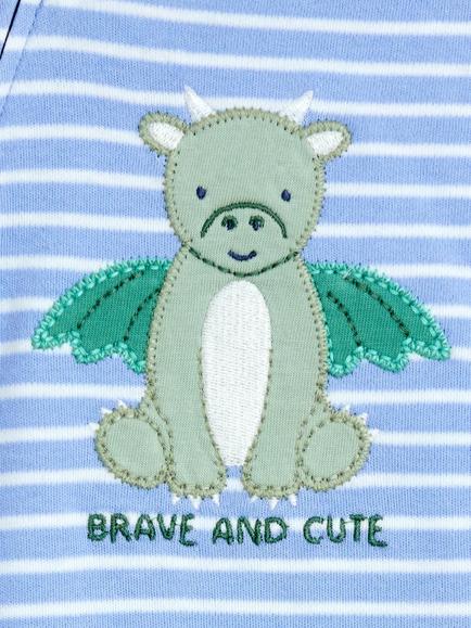 JoJo Maman Bébé Baby Dragon Sleepsuit, Blue - view 2, Blue