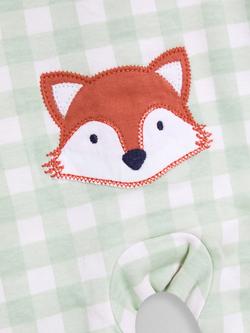 JoJo Maman Bébé Baby Fox Appliqué Zip Footed Sleepsuit, Green - view 2, Green