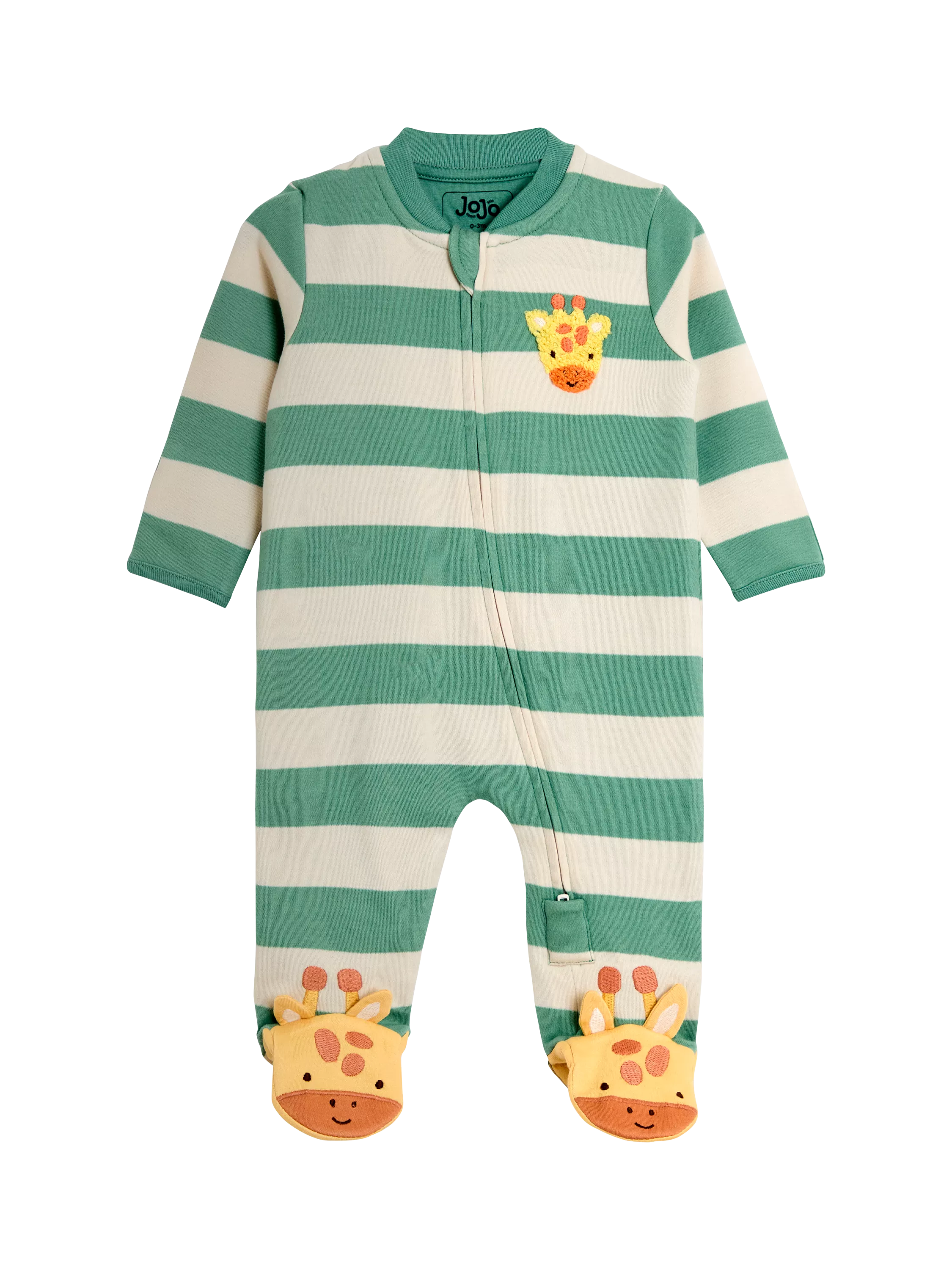 スーツ giraffen JoJo Maman Bébé Baby Giraffe Appliqué Zip Sleepsuit, Green