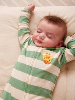 JoJo Maman Bébé Baby Giraffe Appliqué Zip Sleepsuit, Green - view 2, Green