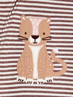 JoJo Maman Bébé Baby Cheetah Stripe Appliqué Zip Footed Sleepsuit, Fawn - view 2, Fawn