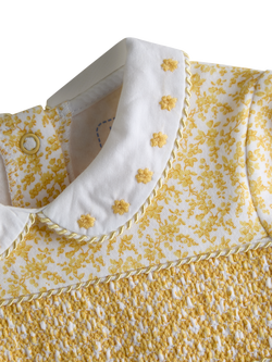 JoJo Maman Bébé Baby Smocked Sleepsuit, Yellow - view 2, Yellow