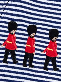 JoJo Maman Bébé Baby Soldier Striped Footed Sleepsuit, Navy - view 2, Navy