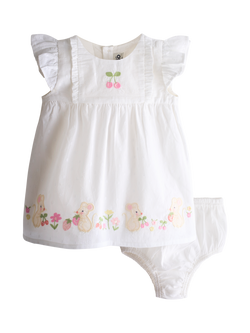 JoJo Maman Bébé Baby Button Up Dress Set, Pure White, Pure White