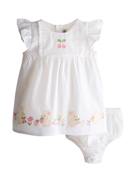 JoJo Maman Bébé Baby Button Up Dress Set, Pure White, Pure White