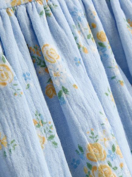 JoJo Maman Bébé Baby Floral Romper, Mid Blue - view 2, Mid Blue