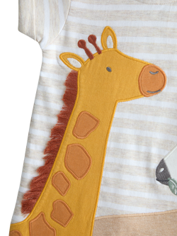 JoJo Maman Bébé Baby Safari Appliqué Scene Romper, Natural Marl - view 2, Natural Marl