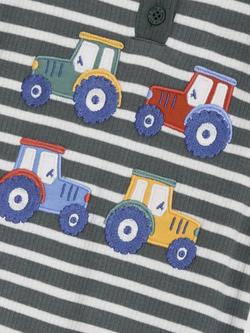 JoJo Maman Bébé Baby Tractor Appliqué Rib Romper, Khaki - view 2, Khaki