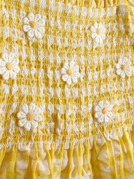 JoJo Maman Bébé Baby Smocked Dungarees,T-Shirt & Headband Set, Light Yellow - view 2, Light Yellow