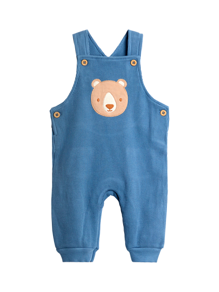 JoJo Maman Bébé Baby Bear Dungaree Set, Blue/Brown - view 2, Blue/Brown