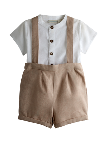 JoJo Maman Bébé Baby Shirt and Shorts Set, Stone, Stone
