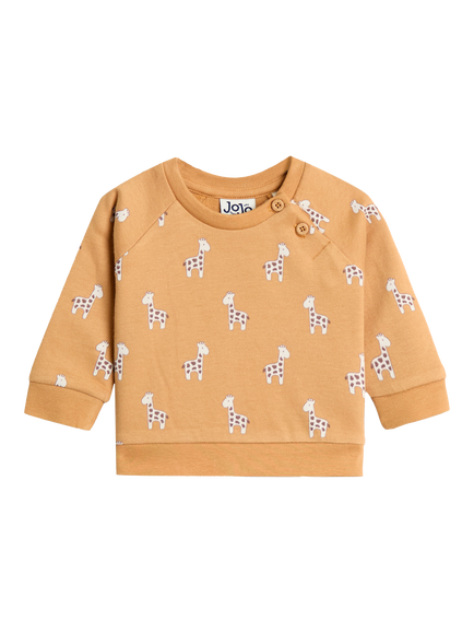 JoJo Maman Bébé Baby Giraffe Sweatshirt & Velour Trousers Set, Brown/Multi - view 2, Brown/Multi