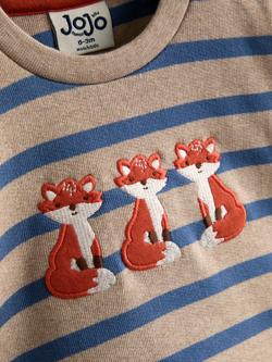 JoJo Maman Bébé Fox Striped Sweatshirt & Joggers Set, Denim - view 2, Denim