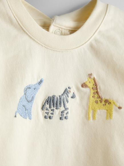 JoJo Maman Bébé Baby Safari Animals Gingham Top & Shorts Set, Cream/Green - view 2, Cream/Green