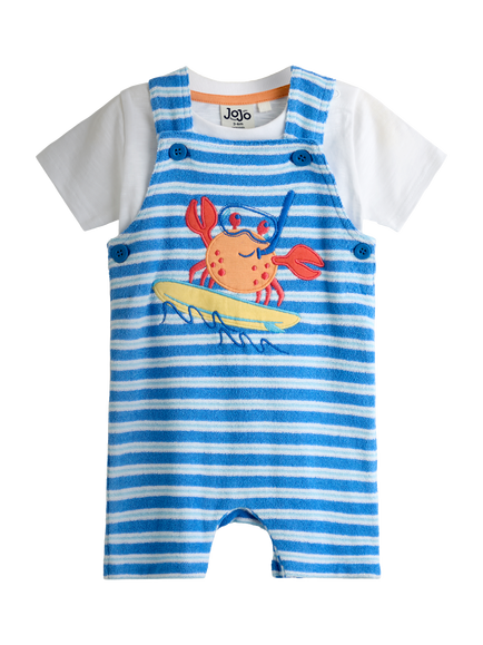 JoJo Maman Bébé Baby Top and Dungarees Set, Bright Blue, Bright Blue
