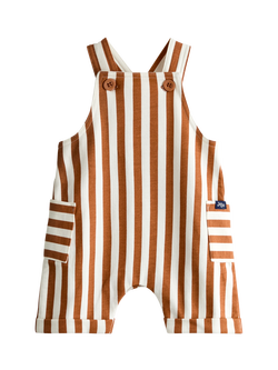 JoJo Maman Bébé Baby Stripe Appliqué Dunagree and T-Shirt Set, Rust Orange - view 2, Rust Orange