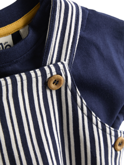 JoJo Maman Bébé Baby Dungarees and T-Shirt Set, Navy Blue - view 2, Navy Blue