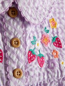 JoJo Maman Bébé Baby Floral Embroidered Collar Dungarees, Lilac - view 2, Lilac