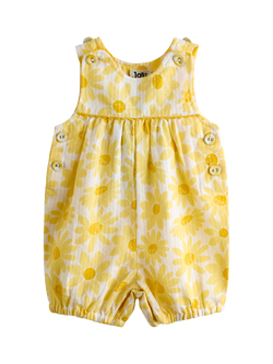 JoJo Maman Bébé Baby Printed Seersucker Dungarees, Mid Yellow, Mid Yellow