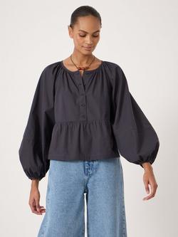 HUSH Beck Peplum Hem Top, Navy Blue, Navy Blue