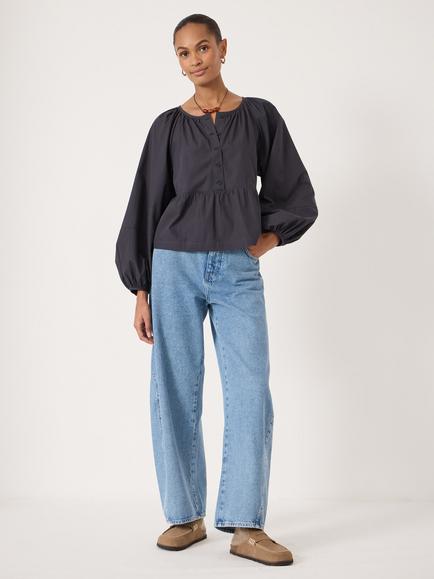 HUSH Beck Peplum Hem Top - view 2, Navy Blue