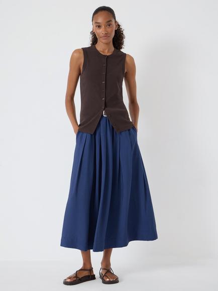 HUSH Ivy Air Flow Pleated Midi Skirt containing LENZING™ ECOVERO™ Viscose - view 2, Navy