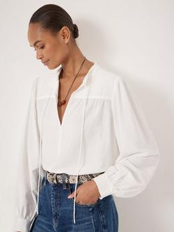 HUSH Harlow Tie Front Blouse containing LENZING™ ECOVERO™ Viscose, White, White