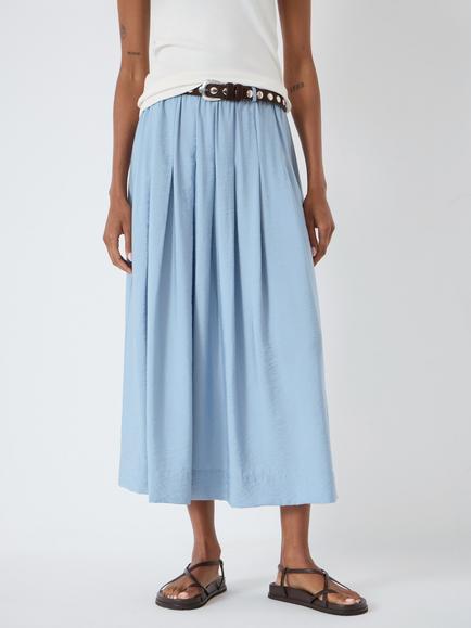 HUSH Ivy Air Flow Pleated Midi Skirt containing LENZING™ ECOVERO™ Viscose, Pale Blue