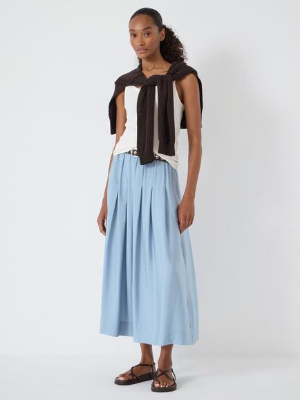 HUSH Ivy Air Flow Pleated Midi Skirt containing LENZING™ ECOVERO™ Viscose - view 2, Pale Blue