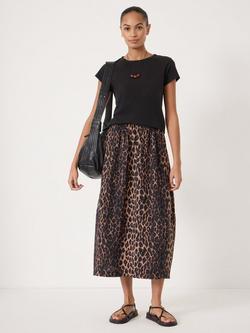 HUSH Liddie Air Flow Leopard Print Midi Skirt containing LENZING™ ECOVERO™ Viscose, Brown - view 2, Brown